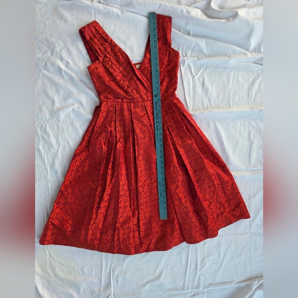 Ann Louise Roswald - Red Silk Dress w/ pockets - Size UK 10/US 4-6 - Picture 11 of 11